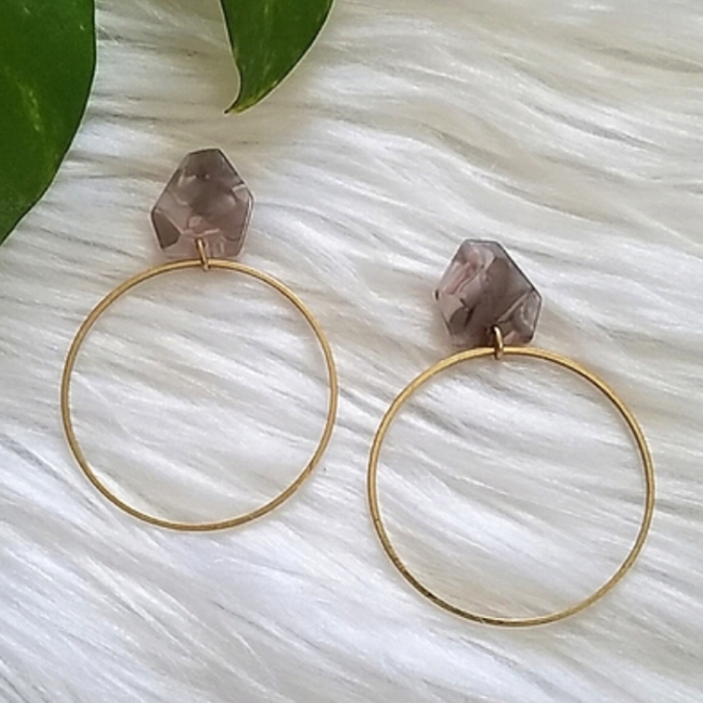 Tortoiseshell Stud and Gold Hoop Earring